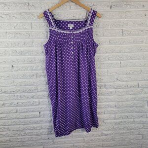 Aria Nightgown XL Purple White Floral 100% Cotton Sleeveless Lace Trim FLO253XE